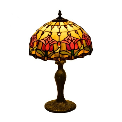 Tiffany Stained Glass Table Lamp Vintage Tulip Pattern Table Lamp
