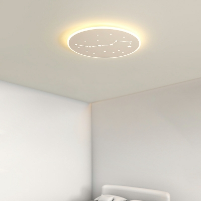 1-Light Flush Light Fixtures Contemporary Style Round Shape Metal Ceiling Mounted Light
