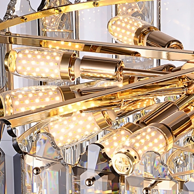 22-Light Chandelier Lights Modernist Style Drum Shape Metal Hanging Ceiling Light