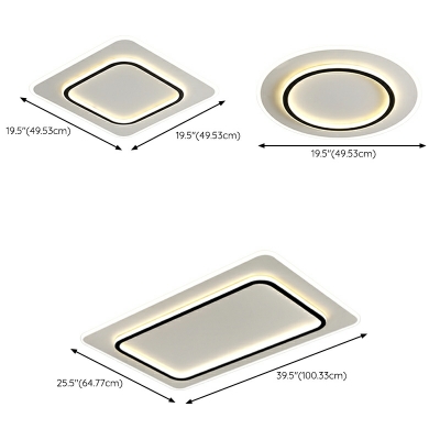 3-Light Flush Chandelier Minimalist Style Geometric Shape Metal Ceiling Light