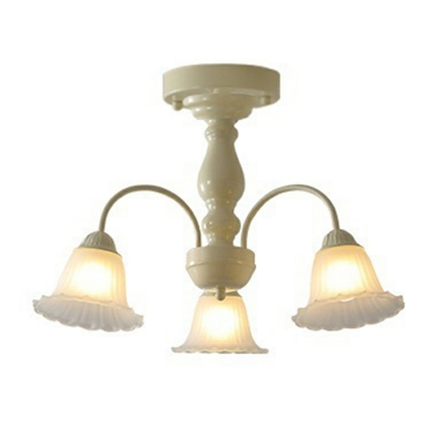 3-Light Semi Flush Light Fixtures Minimalism Style Bell Shape Metal Ceiling Mounted Lights