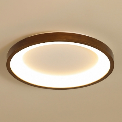 Contemporary Circle Semi Flush Mount Light Wood Ceiling Mounted Light