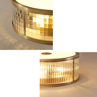 Contemporary Drum Flush Mount Ceiling Light Fixtures Glass Panes Flush Mount Lamp