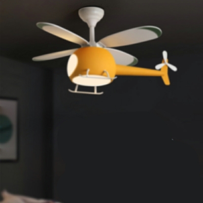 Kid's Room Mickey Air Plane Flushmount Fan Plastic Shade Ceiling Fan for Boys