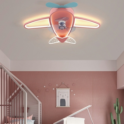 Modern Cartoon Airplane Fan Light Simple LED Ceiling Ceiling Fans For Kids Room