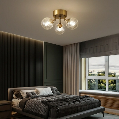 Modern Glass Flush Mount Ceiling Light Brass Bedroom Ceiling Light Fixtures