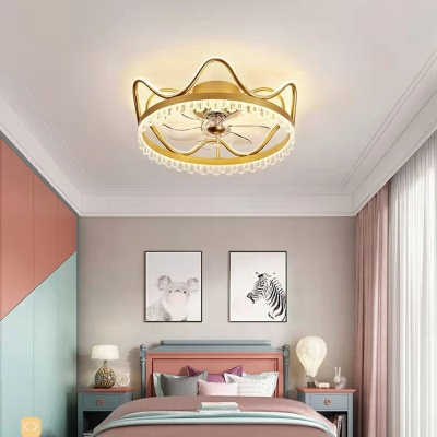 1-Light Flush Mount Lamp Kids Style Crown Shape Metal Ceiling Mounted Fixture