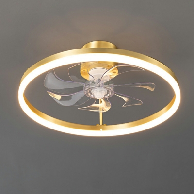 1-Light Semi Flush Mount Lamp Simplistic Style Ring Shape Metal Ceiling Mounted Fixture