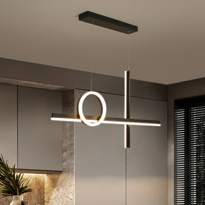 3-Light Ceiling Pendant Light Modern Style Ring Shape Metal Hanging Lamp Kit