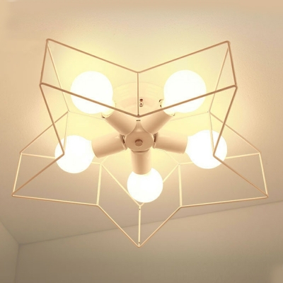 5-Light Flush Light Fixtures Modernist Style Star Shape Metal Ceiling Mounted Lights