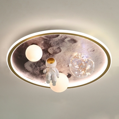 5-Light Flush Mount Lamp Kids Style Astronaut Shape Metal Ceiling Mounted Fixture