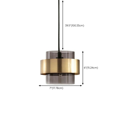 Contemporary Cylindrical Pendant Light Fixture Glass Suspension Pendant