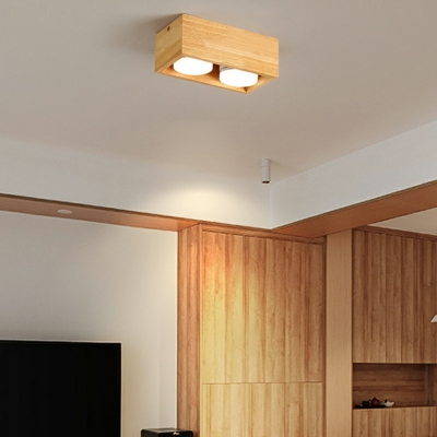 Flush Mount Light Fixture Modern Style Wood Flush Mount Lights for Living Room
