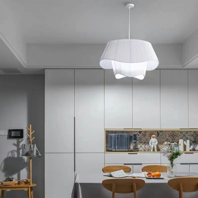 Modern Fabric Chandelier Unique Shade Hanging Light for Dining Room