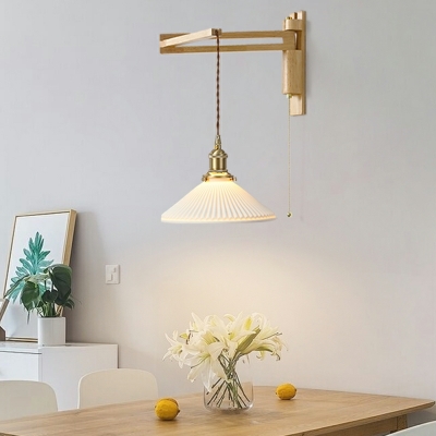 Modern Minimalist Retractable Wall Lamp Creative Wood Wall Mount Fixture