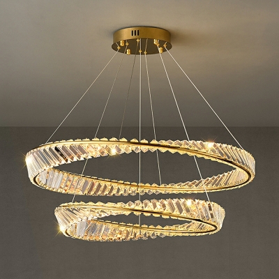 Multilayers Light Luxury Chandelier Crystal LED Suspension Light for Living Room