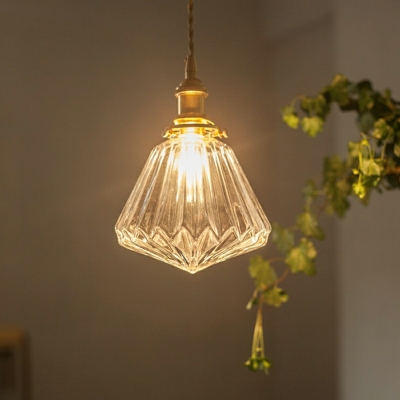 1-Light Ceiling Pendant Light Modern Style Diamond Shape Metal Hanging Lamp Kit