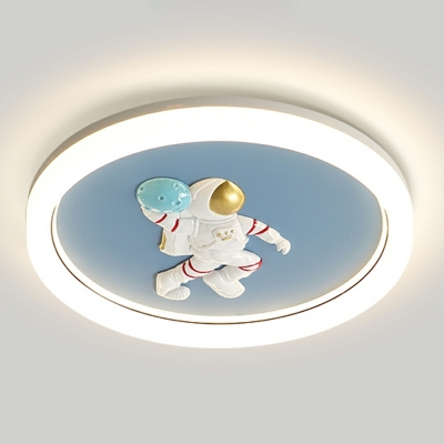 1-Light Flush Mount Lamp Kids Style Round Shape Metal Ceiling Mounted Fixture