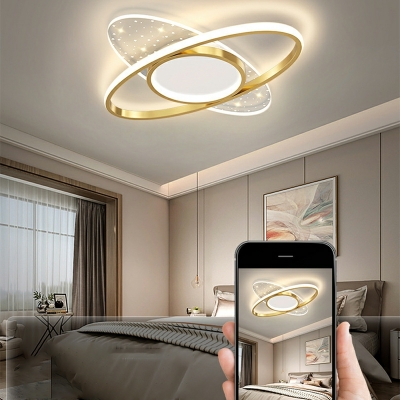 3-Light Flush Mount Lamp Contemporary Style Geometric Shape Metal Ceiling Mounted Fixture