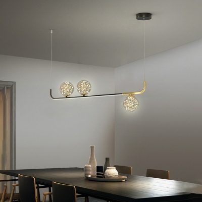 3-Light Suspension Light Contemporary Style Globe Shape Metal Hanging Island Lights