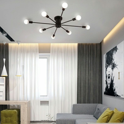 Flush Light Fixtures Contemporary Style Sputnik Shape Metal Ceiling Mounted Lights