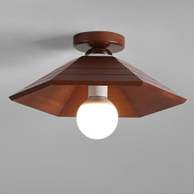 Mid-Century Design Geometric Semi Flush Mount Ceiling Light Wood Ceiling Pendant Light