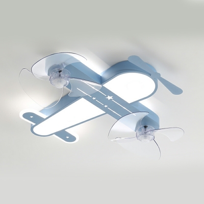 Modern Creative Cartoon Fan Lamp Cute Airplane Shape Ceiling MountedFan Light for Children's Room
