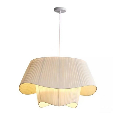 Modern Fabric Chandelier Unique Shade Hanging Light for Dining Room