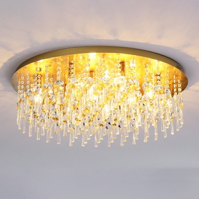 Modern Light Luxury Flush Mount Lights Crystal Gold Ceiling Lamp for Wedding Room
