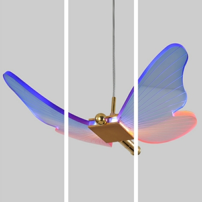Modern Minimalist Colorful Butterfly Single Pendant Creative Long Line Hanging Lamp