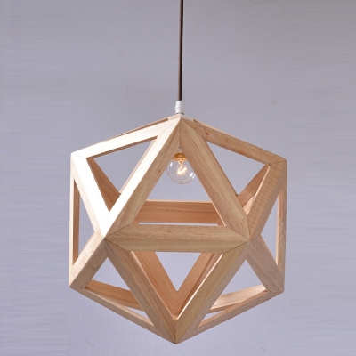 Nordic Hanging Light Fixture Single Head Suspension Pendant Light in Wood