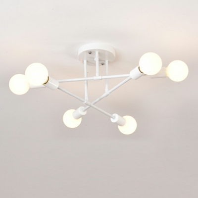 Semi Flush Ceiling Light Contemporary Style Metal Sputnik Living Room Flush Chandelier