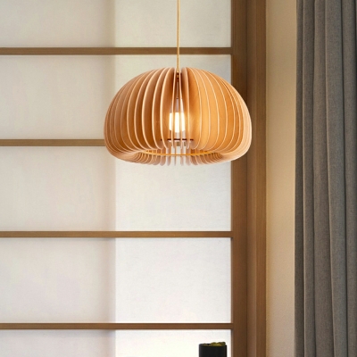 Wooden Suspension Pendant Light Single Bulb Pendant Lighting Fixture