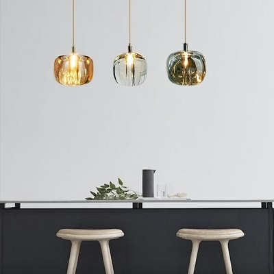 1-Light Ceiling Pendant Light Modern Style Ball Shape Glass Hanging Lamp Kit