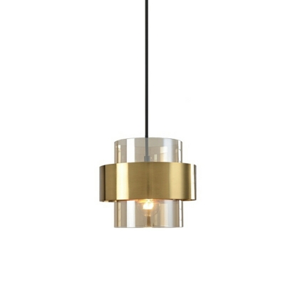 1-Light Suspension Light Contemporary Style Cylinser Shape Metal Hanging Pendant Lights