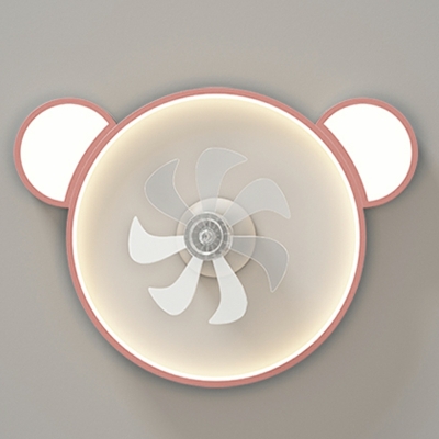 Kid's Room Mickey Mouse Shade Flushmount Fan Metal Ceiling Fan
