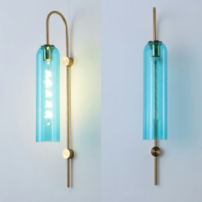 Long Oblong Glass Wall Lamp Vintage 1 Bulb Sconce Lighting