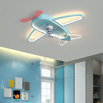 Modern Cartoon Airplane Fan Light Simple LED Ceiling Ceiling Fans For Kids Room