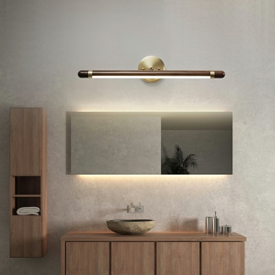Modern Style Linear Vanity Light Fixtures Walnut Led Vanity Light Strip with Acrylic Shade
