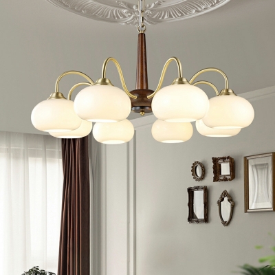 Wood Drum Chandelier Lighting Fixtures Modern Suspension Light for Living Room