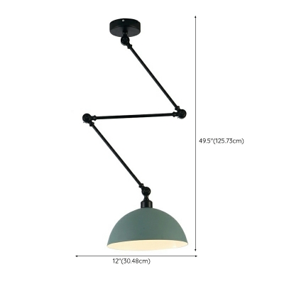 1-Light Hanging Ceiling Lights Modern Style Half Circle Shape Metal Pendant Lamps