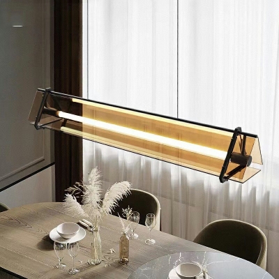 1-Light Pendant Lighting Contemporary Style Tube Shape Metal Island Ceiling Light