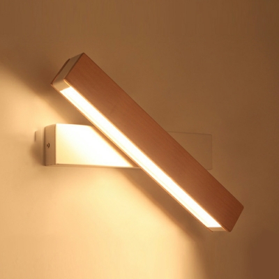 1-Light Sconce Light Fixtures Minimalism Style Rectangle Shape Wood Wall Mount Lamp