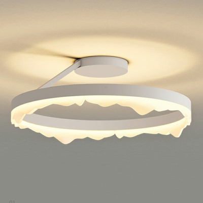 1 Light Semi Flush Light Fixtures Minimalist Style Ring Shape Metal Ceiling Mounted Lights