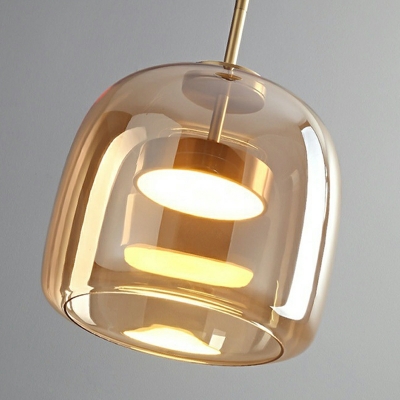 1-Light Suspension Light Contemporary Style Cylinder Shape Glass Hanging Lamp in Third Gear