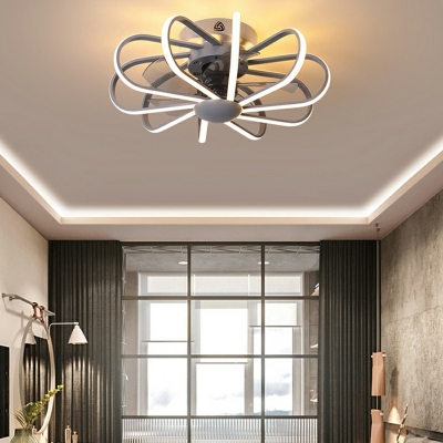 10-Light Flush Mount Lamp Kids Style Flower Shape Metal Ceiling Mounted Fixture