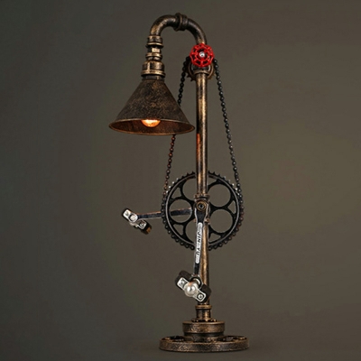 2-Light Bedside Table Lamps Industrial Style Water Pipe Shape Metal Reading Lamp
