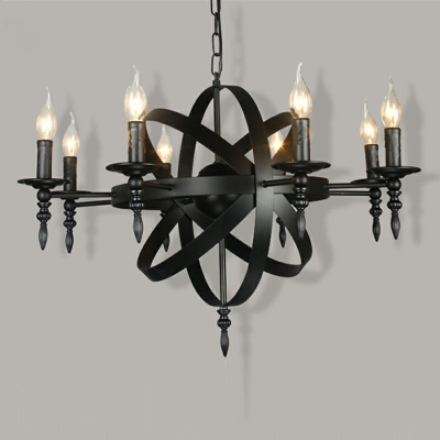 American Country Style Candle Chandelier Retro Wrought Iron Chandelier