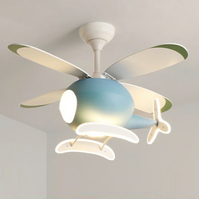 Kid's Room Mickey Air Plane Flushmount Fan Plastic Shade Ceiling Fan for Boys