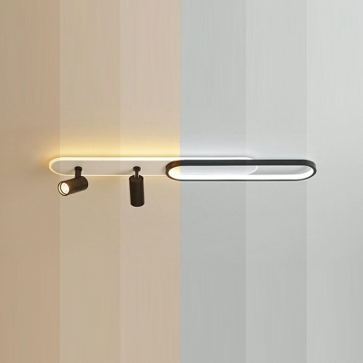 Modern Minimalist Strip Flushmount Ceiling Light Creative LED Ceiling Lamp with Spotlight